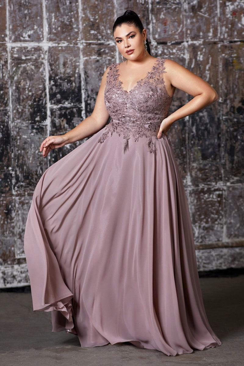 Blush Cinderella Divine CD9177 Long Chiffon V-Neck Prom Sleeveless ...