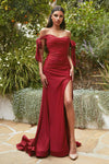 Off Shoulder Formal Prom Long Dress Burgundy