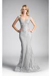 Silver Prom Long Fitted Dress - The Dress Outlet