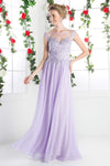 Lace Bodice Scoop Neck Evening Prom Long Dress - The Dress Outlet Cinderella Divine