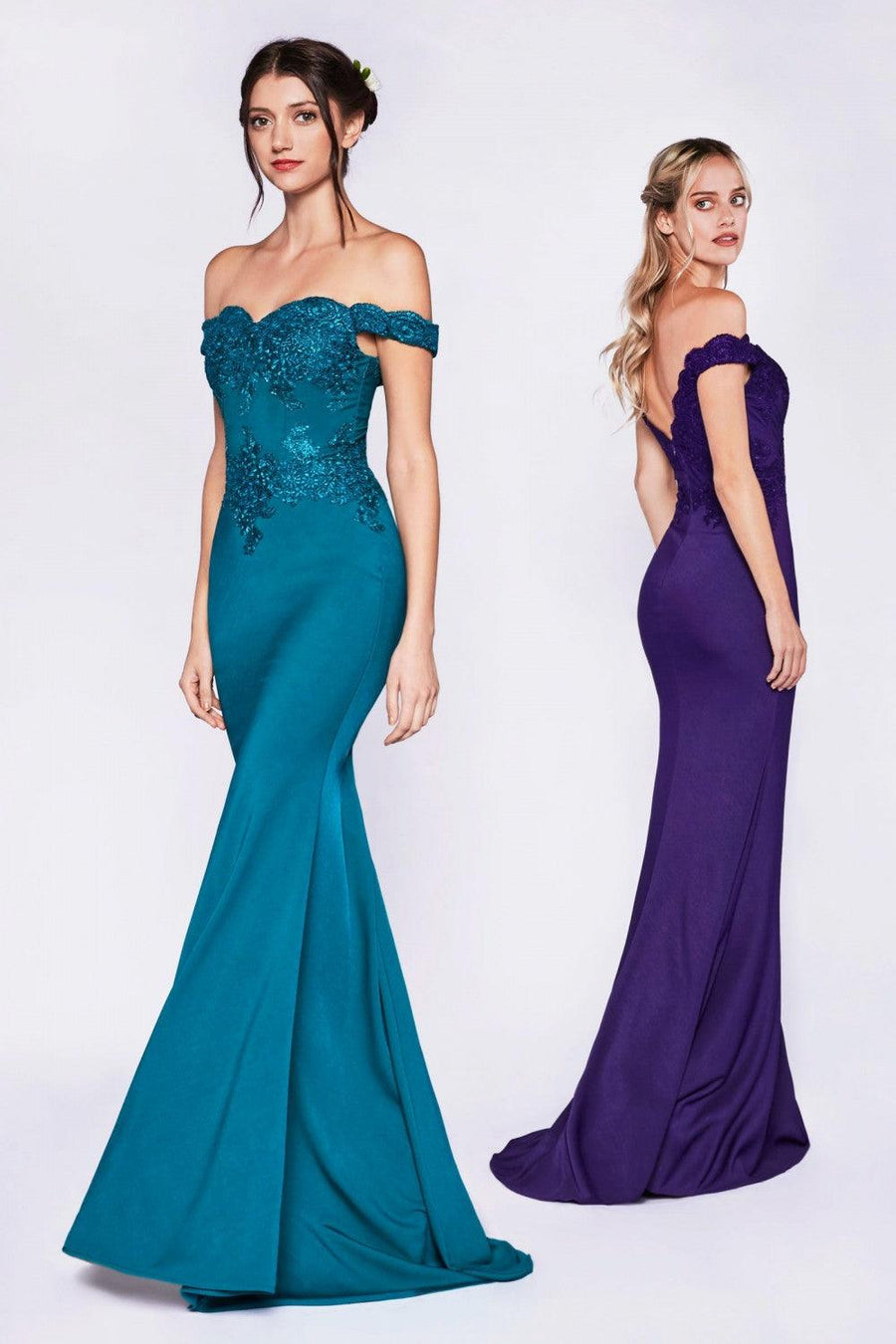 Long Off Shoulder Formal Prom Dress Gown - The Dress Outlet