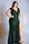 Plus Size Long Fitted Prom Dress Emerald