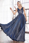 Prom Formal Glitter Metallic Evening Long Dress - The Dress Outlet Cinderella Divine