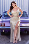 Long Plus Size Spaghetti Strap Fitted Prom Dress - The Dress Outlet