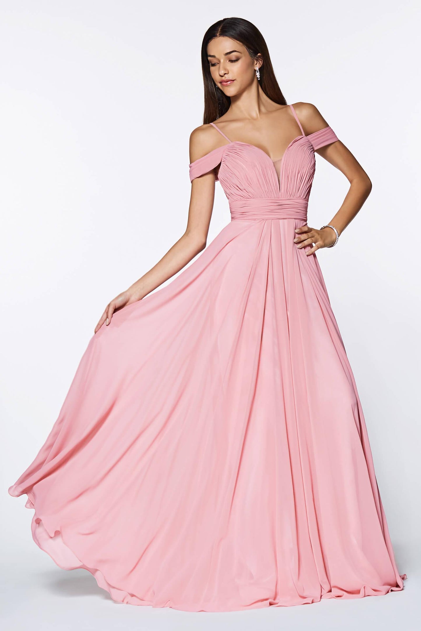 Long Chiffon Sweetheart Neckline Prom Gown - The Dress Outlet Cinderella Divine