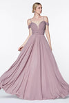 Long Chiffon Sweetheart Neckline Prom Gown - The Dress Outlet Cinderella Divine