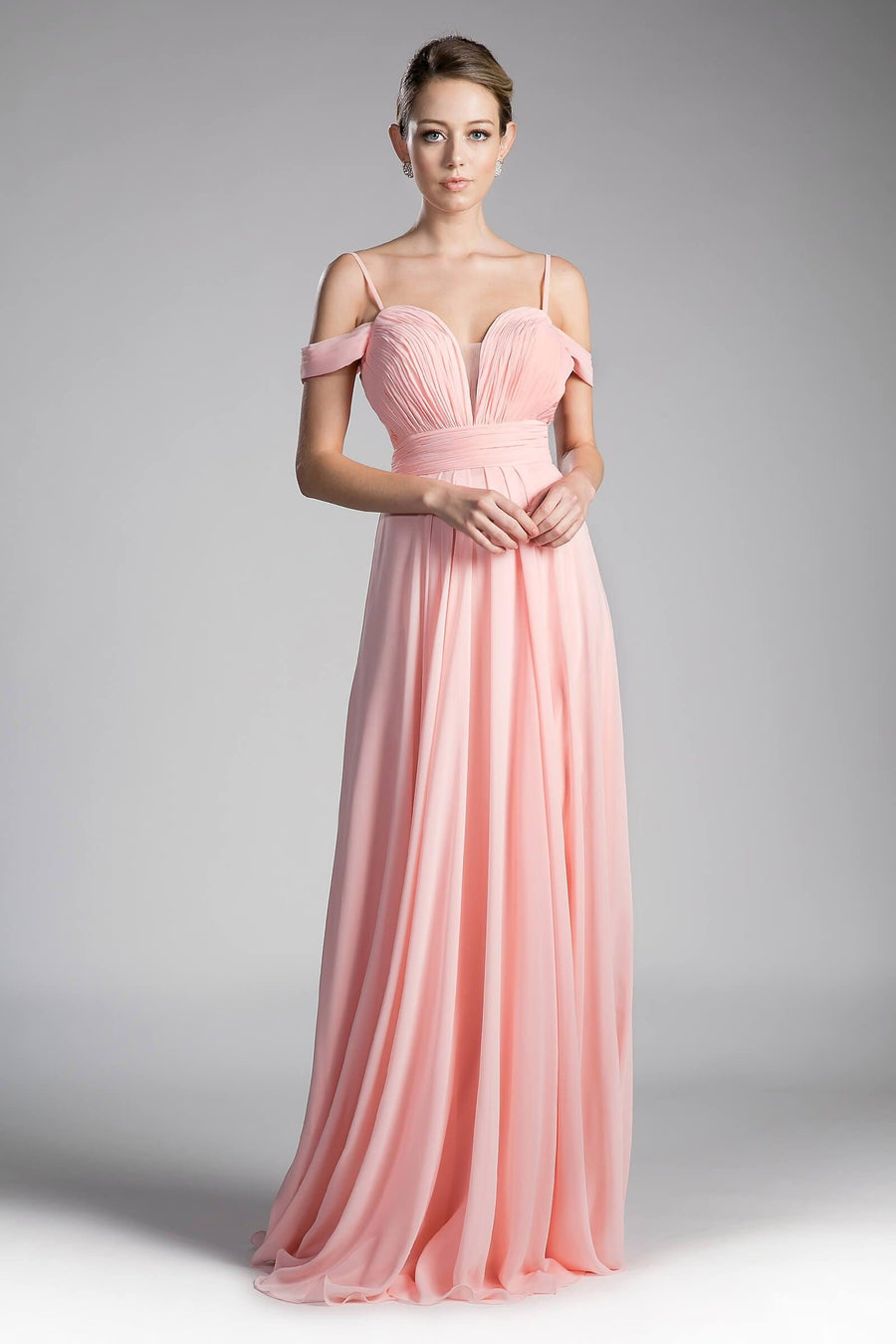 Long Chiffon Sweetheart Neckline Prom Gown - The Dress Outlet Cinderella Divine