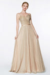 Long Metallic Prom Dress - The Dress Outlet