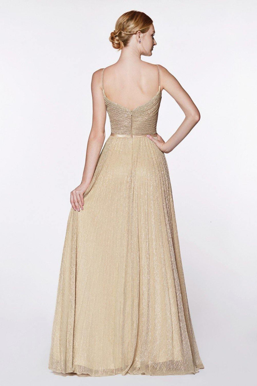 Long Metallic Prom Dress - The Dress Outlet