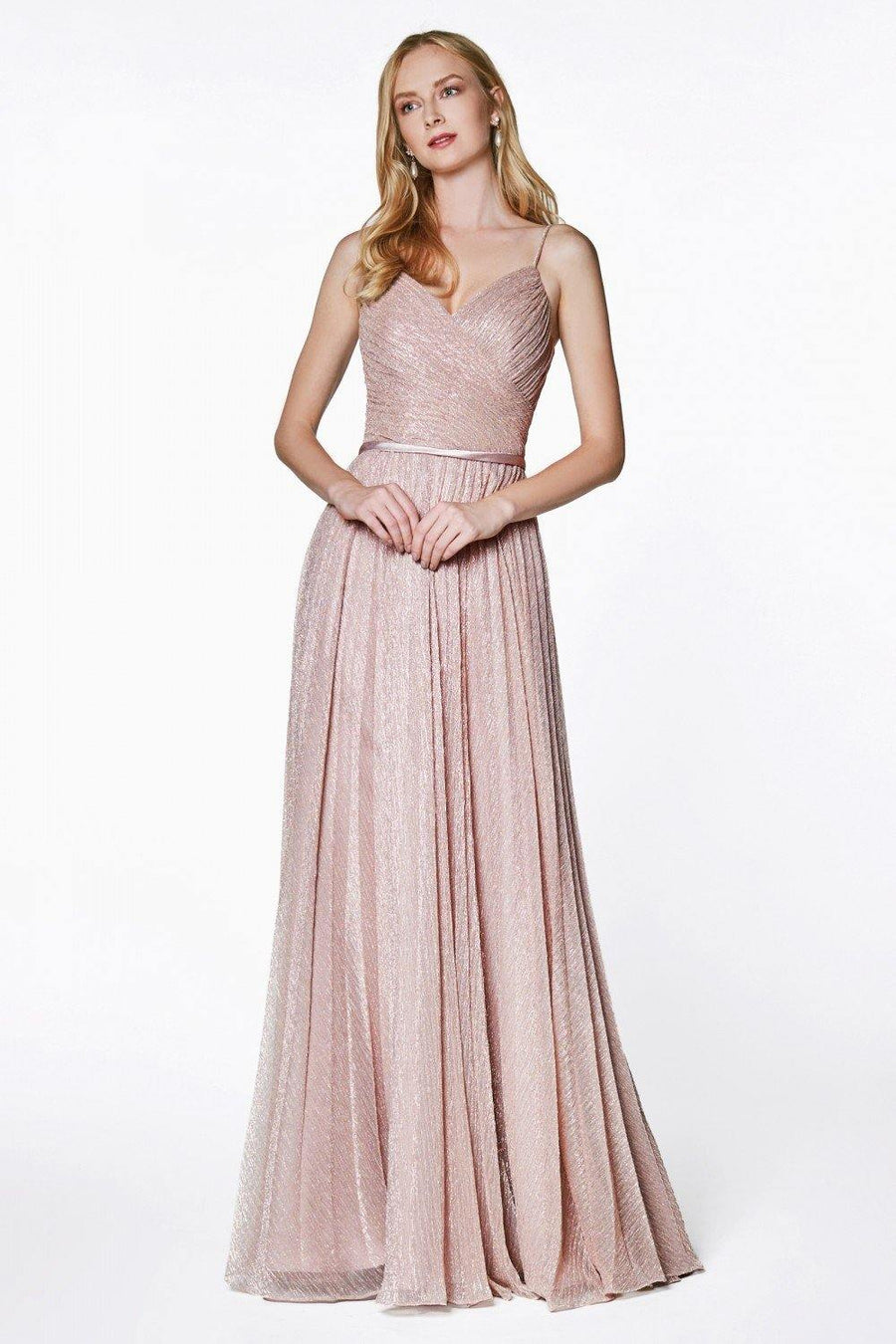 Long Metallic Prom Dress - The Dress Outlet