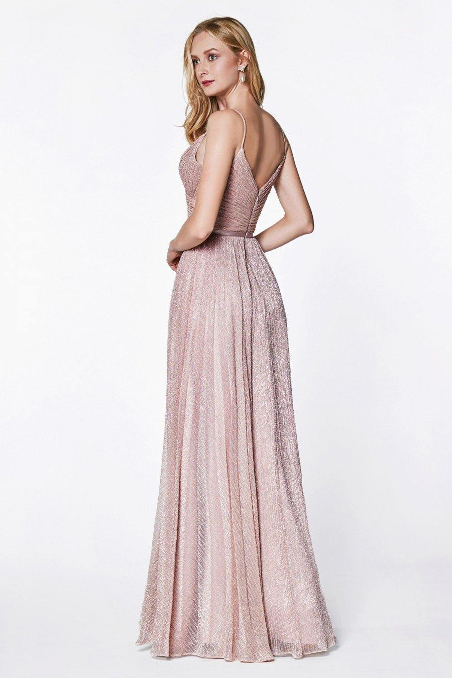 Long Metallic Prom Dress - The Dress Outlet