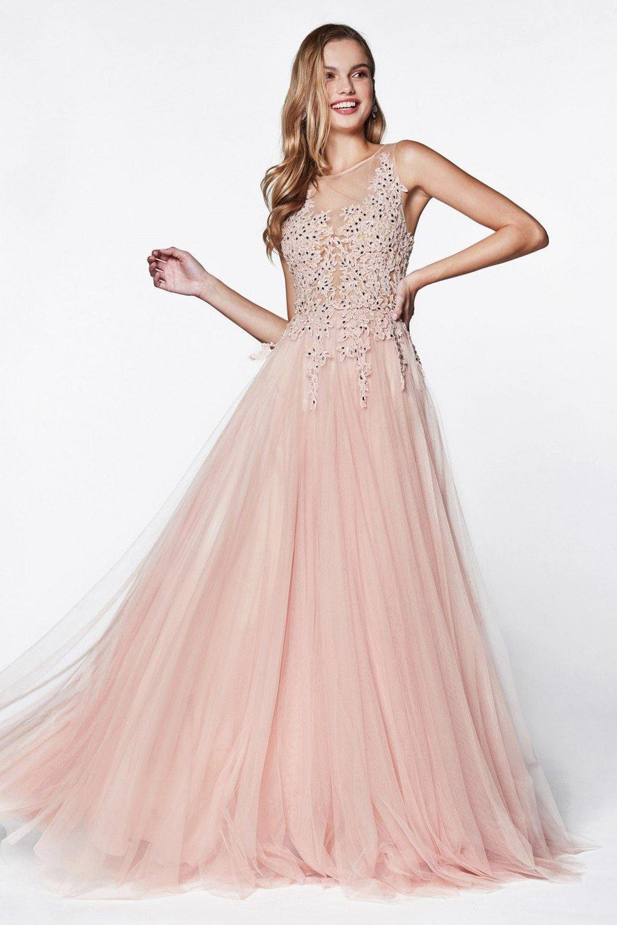 Sleeveless Long Gown Evening Dress - The Dress Outlet Cinderella Divine