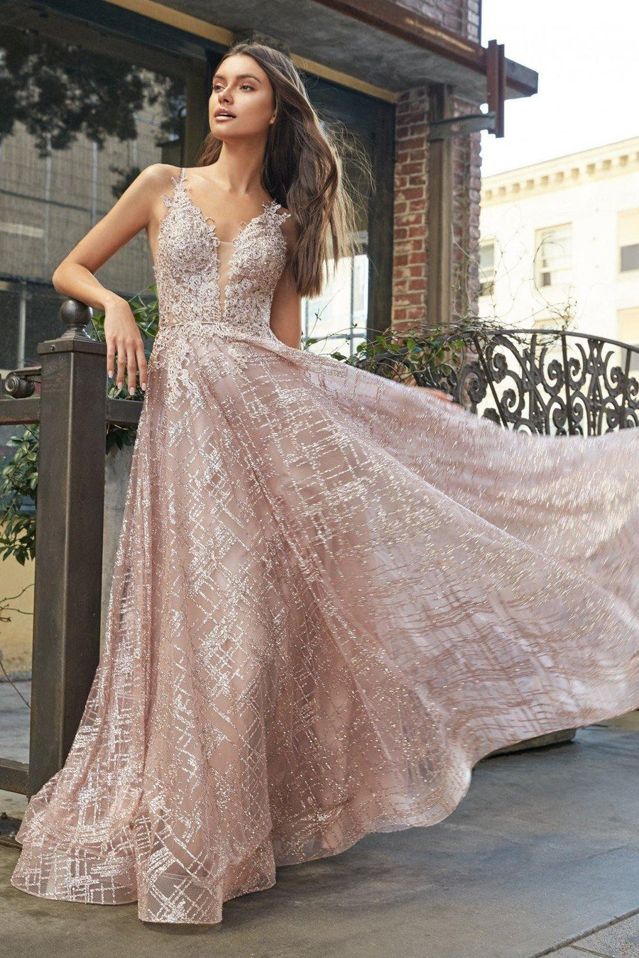 Long Glitter Prom Dress - The Dress Outlet