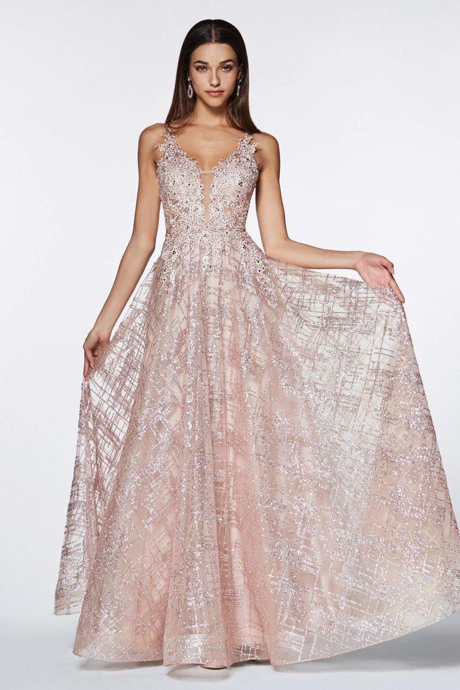 Long Glitter Prom Dress - The Dress Outlet