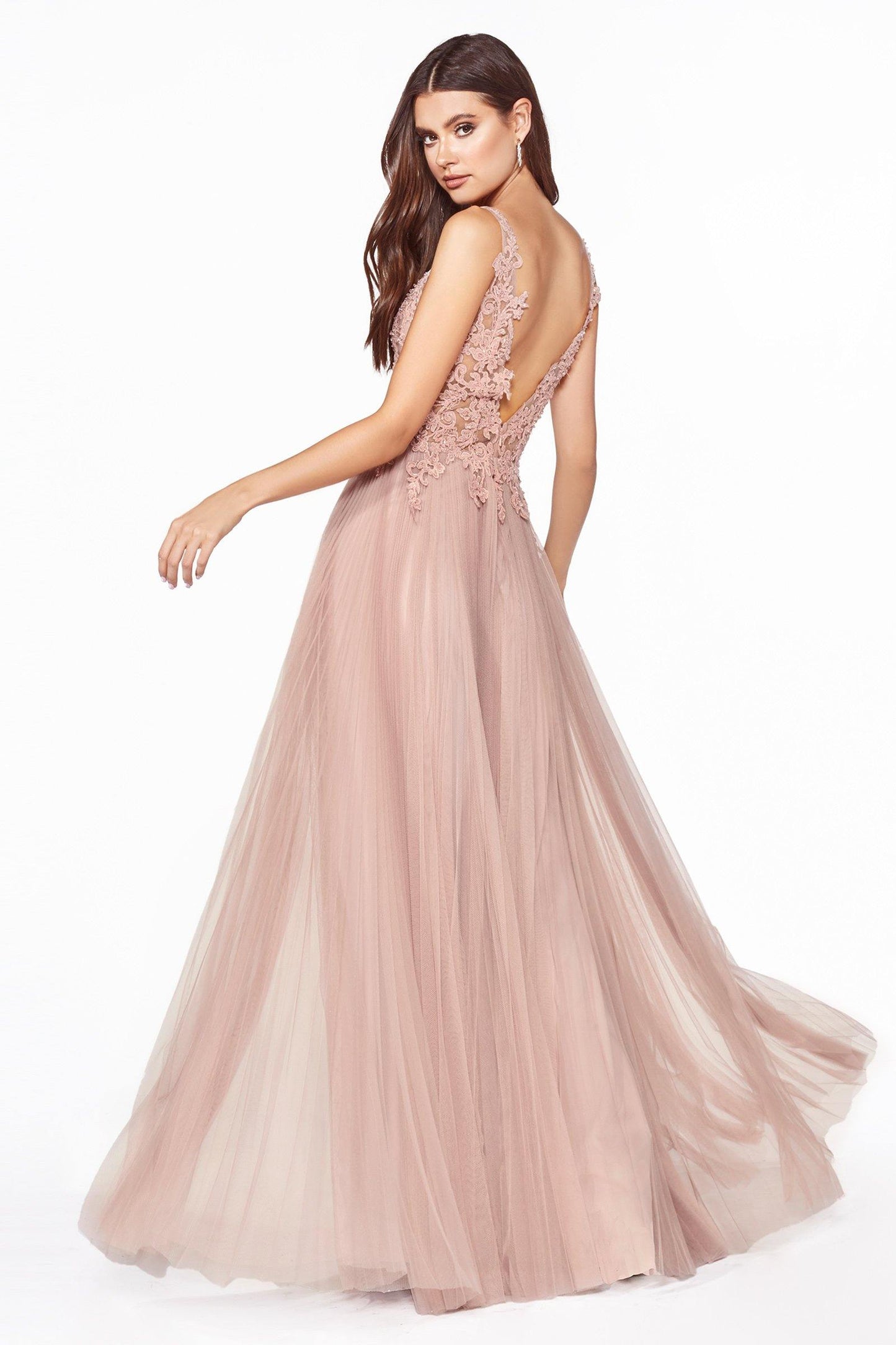 Prom Sleeveless Long Formal Pleated Evening Dress - The Dress Outlet Cinderella Divine