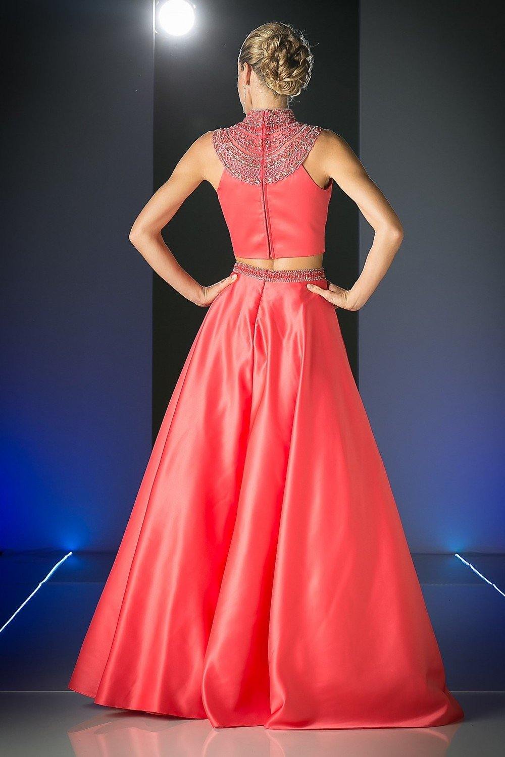 Coral Two Piece Prom Dress