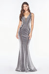 Long Formal Metallic Glitter Mermaid Prom Dress - The Dress Outlet Cinderella Divine