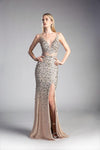 Prom Long Gold Fitted Dress - The Dress Outlet