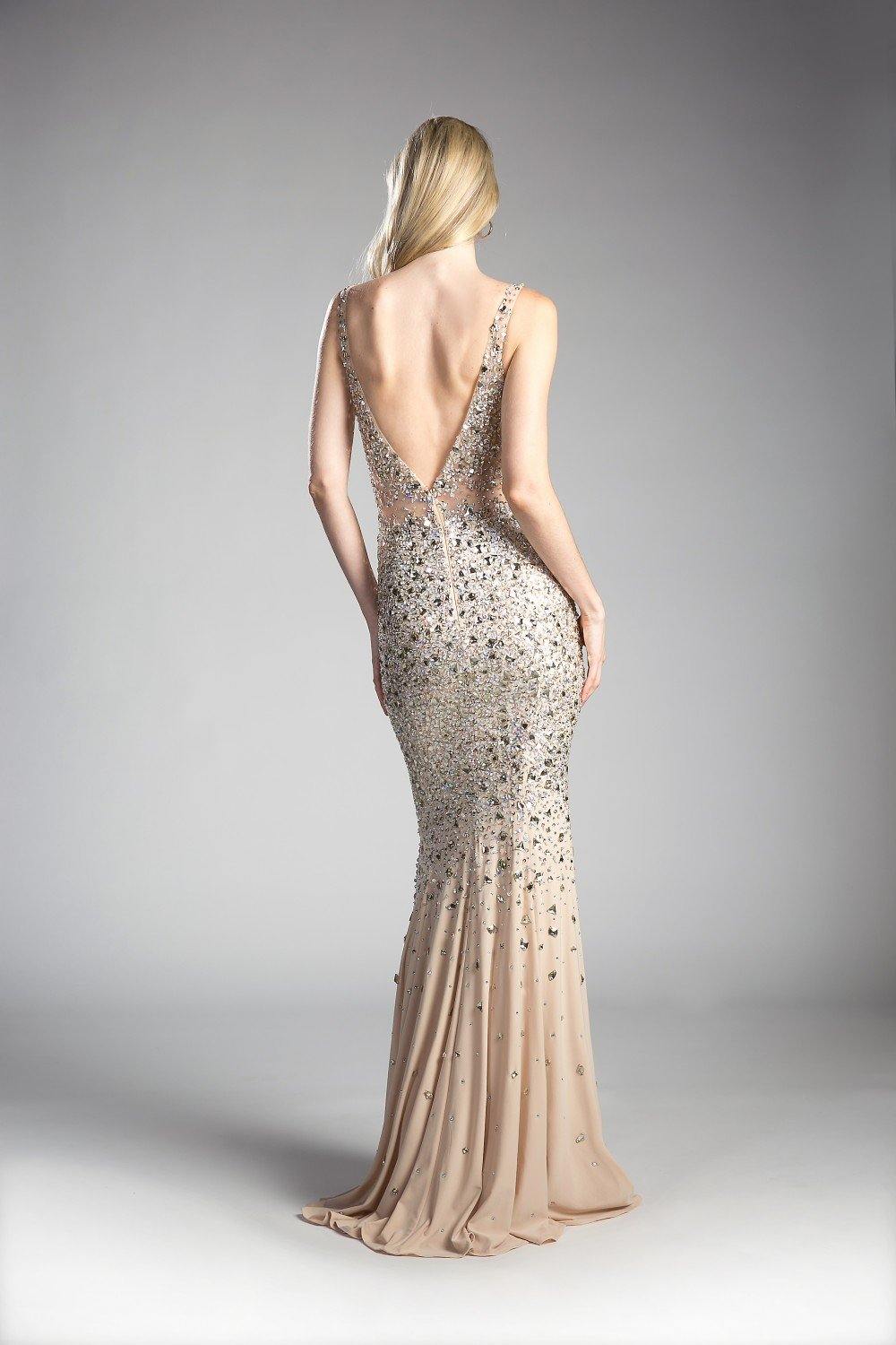 Prom Long Gold Fitted Dress - The Dress Outlet