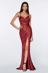 Long Fitted Metallic Gown Prom Dress - The Dress Outlet Cinderella Divine