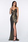 Long Fitted Metallic Gown Prom Dress - The Dress Outlet Cinderella Divine