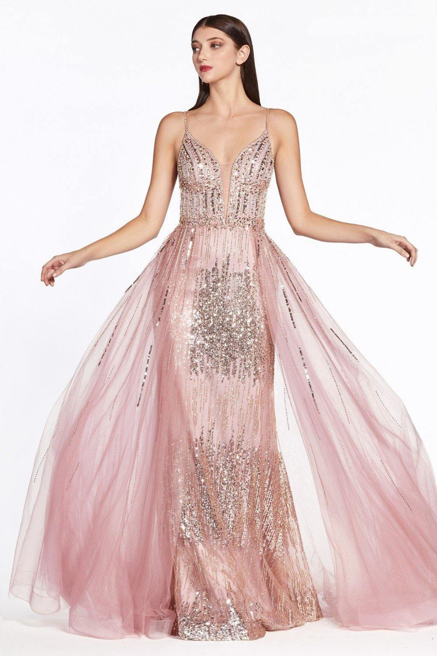 Long Evening Gown Spaghetti Strap Sexy Prom Dress - The Dress Outlet Cinderella Divine