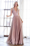 Long Sleeveless Pleated Evening Prom Dress - The Dress Outlet Cinderella Divine