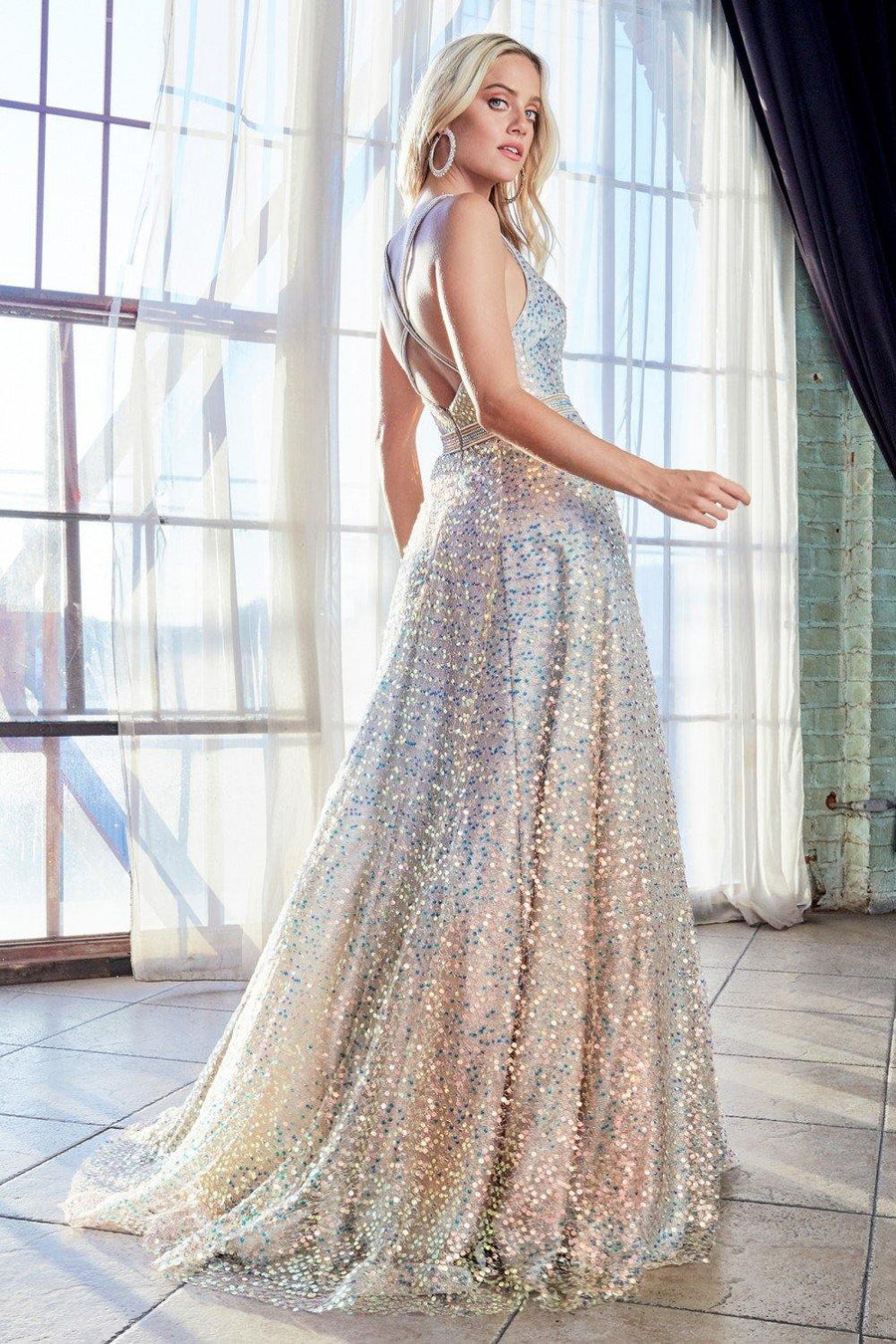 Sequin Long Prom Dress - The Dress Outlet