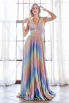 Long Metallic Prom Dress - The Dress Outlet