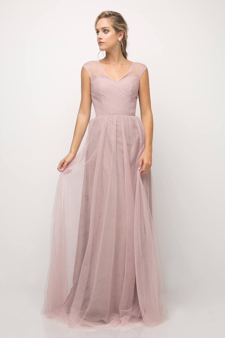 Long Plus Size Formal Dress Bridesmaid Gown Dusty Rose