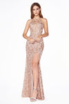 Prom Long Formal Fitted Halter Evening Gown - The Dress Outlet Cinderella Divine