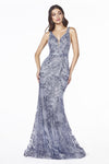 Prom Long Formal Glitter Print Evening Dress - The Dress Outlet Cinderella Divine