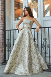 Long Metallic Prom Dress Formal Evening Gown - The Dress Outlet