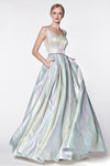 Long Metallic Prom Dress - The Dress Outlet