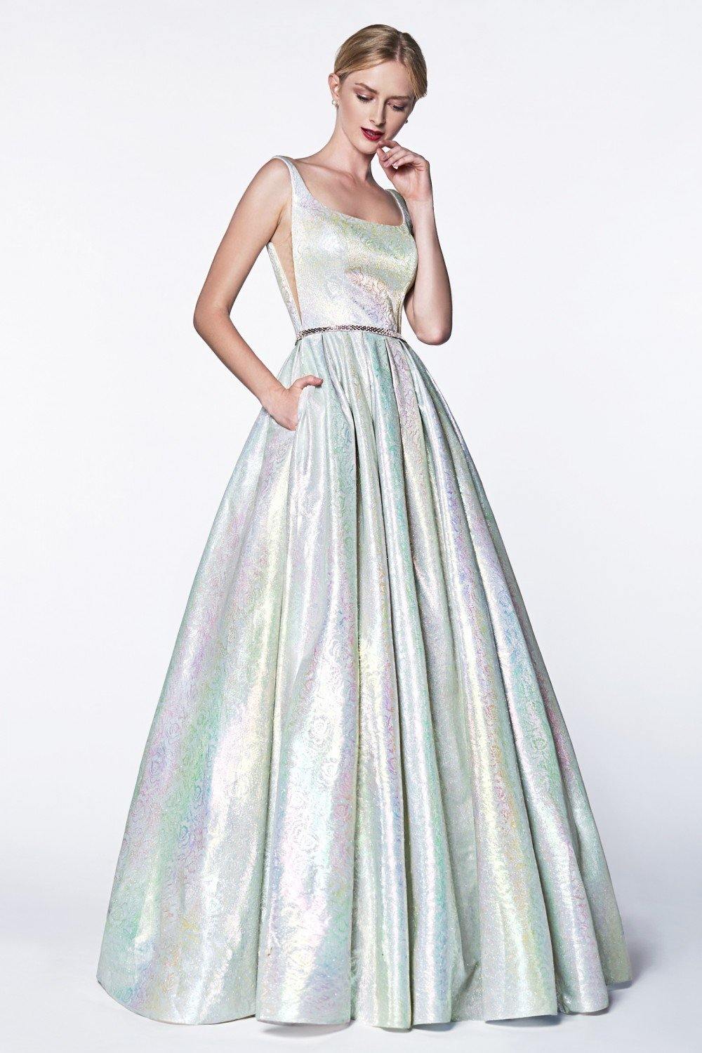 Long Metallic Prom Dress - The Dress Outlet