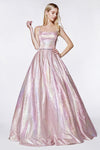 Long Metallic Prom Dress - The Dress Outlet