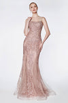 Long Fitted Beaded Prom Gown Evening Dress - The Dress Outlet Cinderella Divine