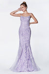 Long Fitted Beaded Prom Gown Evening Dress - The Dress Outlet Cinderella Divine