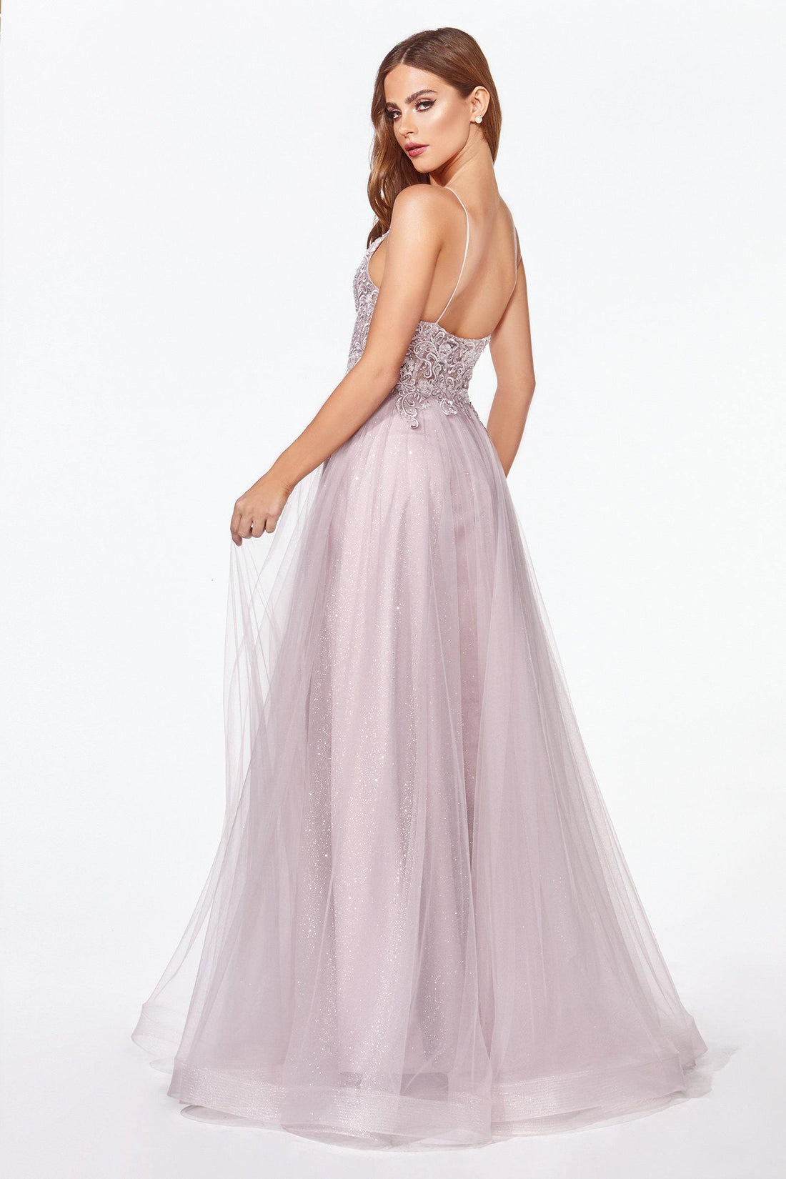 Mauve Cinderella Divine Kc897 Long Prom Glitter Spaghetti Strap Formal