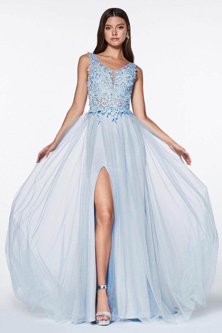 Sleeveless Long Formal Dress Prom with High Slit - The Dress Outlet Cinderella Divine