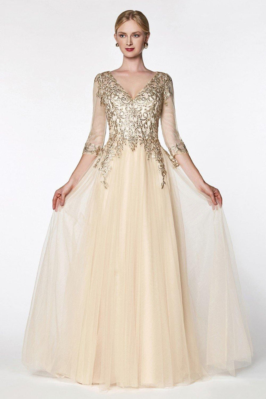 Long Sleeve Formal Evening Dress - The Dress Outlet