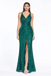 Sexy Long Formal Fitted Sequin Prom Dress - The Dress Outlet Cinderella Divine