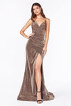 Long Formal Spaghetti Strap Leopard Print Prom Gown - The Dress Outlet Cinderella Divine