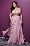 Long Sleeveless Plus Size Prom Dress Dusty Rose