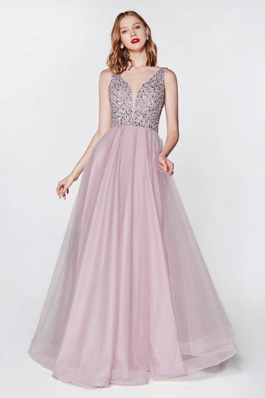 Sleeveless Long Gown Evening Dress Formal - The Dress Outlet Cinderella Divine