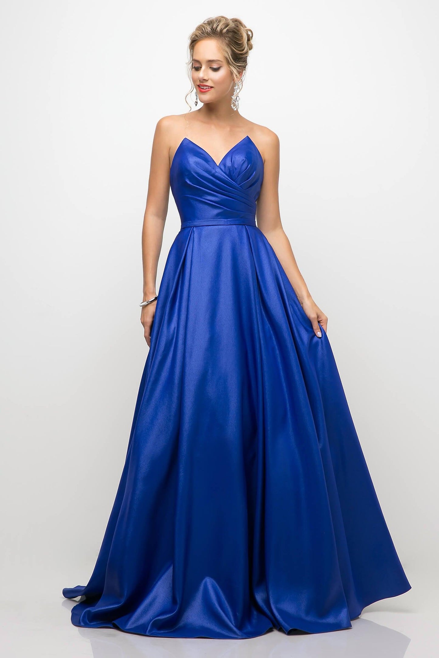 Long Ball Gown Strapless Pointed Prom Dress - The Dress Outlet Cinderella Divine