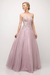 Long Sleeveless Lace Bodice Prom Formal Dress - The Dress Outlet Cinderella Divine