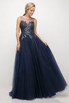 Long Sleeveless Lace Bodice Prom Formal Dress - The Dress Outlet Cinderella Divine