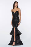 Long Sequin Mermaid Prom Dress Evening Gown - The Dress Outlet Cinderella Divine