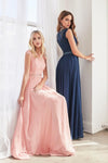 Cap Sleeve Formal Dress Chiffon Prom Long Gown - The Dress Outlet Cinderella Divine